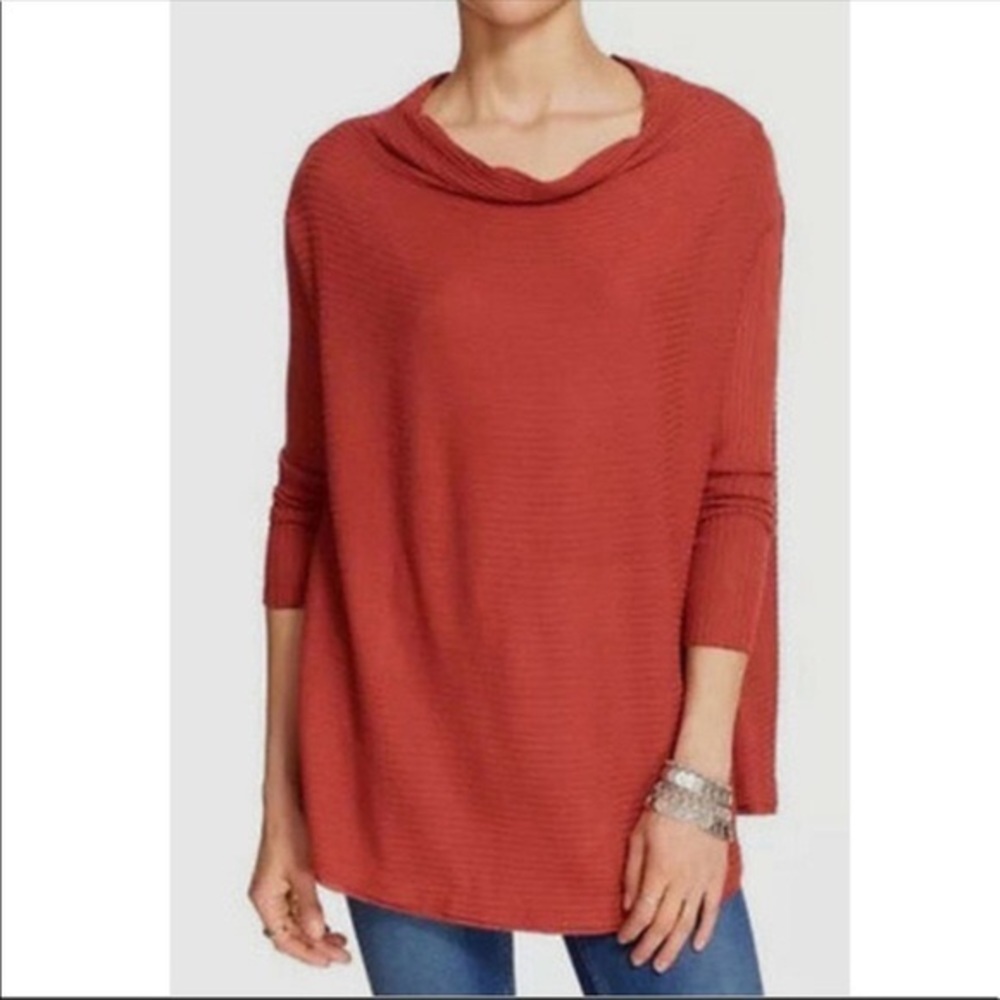 We the free lover ribbed split thermal top orange